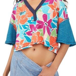 #433 Free People Orange and Pink Crop T-Shirt